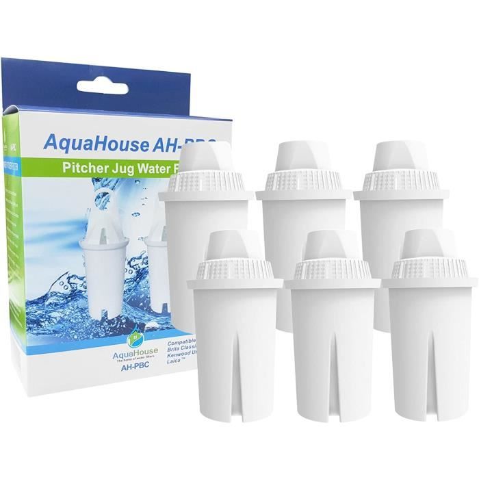 6 Filtres à Eau Universels AquaHouse AH-PBC - Compatibles Brita Classic, Laica, Dafi - Réduction Calcaire