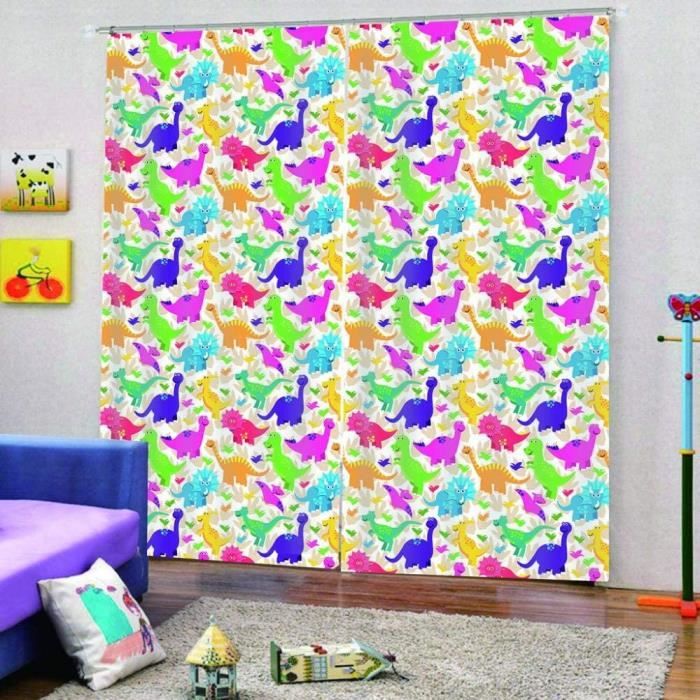 Rideaux Occultants Dinosaure Pour Enfants - Lot De 2, 117x183 Cm, Oeillets, Polyester, Isolant Lumière