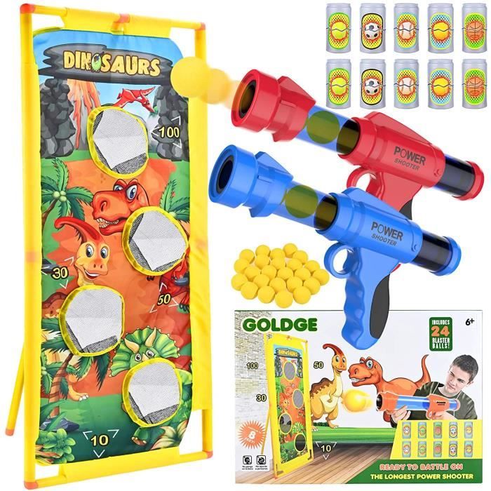 Jeu De Tir Aux Dinosaures Avec Cible Mobile - 2 Pistolets à Balles En Mousse - 24 Balles - Pour Enfants - 13