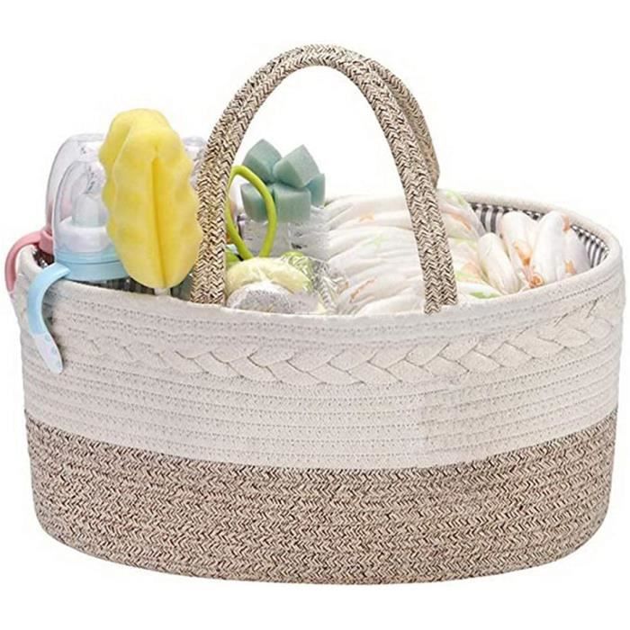Panier De Rangement En Corde De Coton Tisse Pour Couches Jouets Bonbons Linge De Bebe Avec Poignees Marron Cdiscount Puericulture Eveil Bebe
