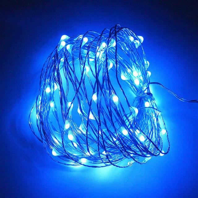 5M 50LED Bleu Guirlande lumineuse à piles LED, fil en cuivre et en argent,  5-10m, étanche, féerique, pour noë - Cdiscount Maison