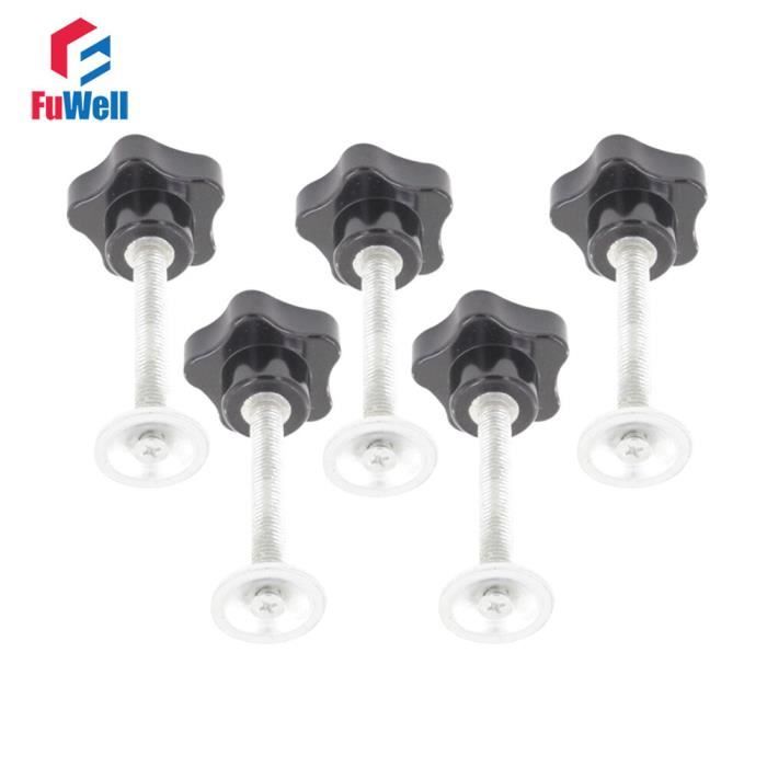 Poignées à Levier De Serrage M12x25mm - 2 Pièces Acier Inox 304 - Bouton Poussoir à Cliquet, Réglage Rapide - Couleur Noire