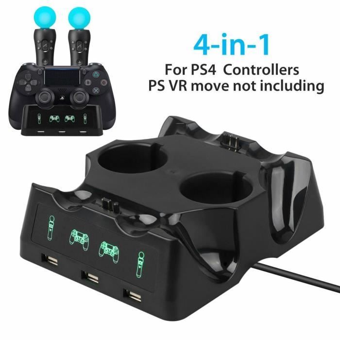 Jeux vidéo,Manette de jeu sans fil 4 en 1,Station de charge rapide,support,accessoires  de jeu,pour PS VR Move PS4 - Cdiscount Informatique