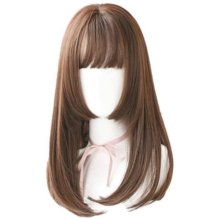 Coupe japonaise Hime perruques perruque brune droite longue gradient avec  une frange pour les femmes fille perruque synthtiqu[11123] - Cdiscount Au  quotidien