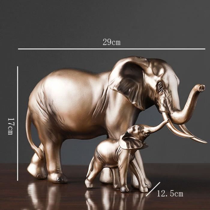 Figurine Éléphant Assis Avec Éléphanteau - Décoration Out Of Africa - Boîte Incluse