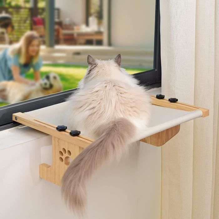 hamac chat fenetre perchoir de fenêtre lit pour chat facile à monter jusqu'à 18kg (gris)