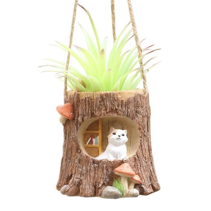 Petit Pot De Fleurs Plantes Suspendu En Resine Decoration Cafe Jardinage 10x10 5x10cm Chat Cdiscount Jardin