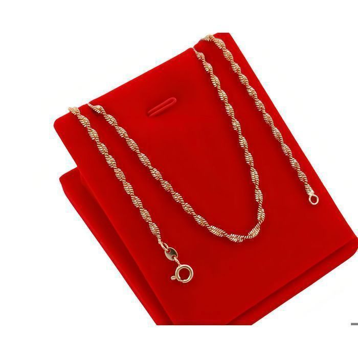 Chaîne de Cou - Maille Ciselée - Torsadée - 50 cm - 2 mm - Plaqué Or Jaune 750/1000 - Femme