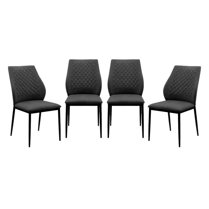 CALICOSY - Lot de 4 chaises en tissu capitonné avec structure en métal L48cm - LILLIE - Gris foncé CALICOSY - Lot de 4 chaises en tissu capitonné avec structure en métal L48cm - LILLIE - Gris foncé