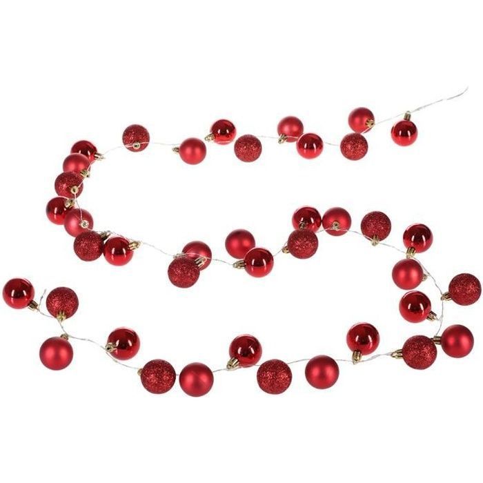 Guirlande Lumineuse MIJOMA - 10 Boules LED Ø5 Cm - Piles Incluses - Spirale Blanc Ou Paillettes - Décoration Noël Intérieur