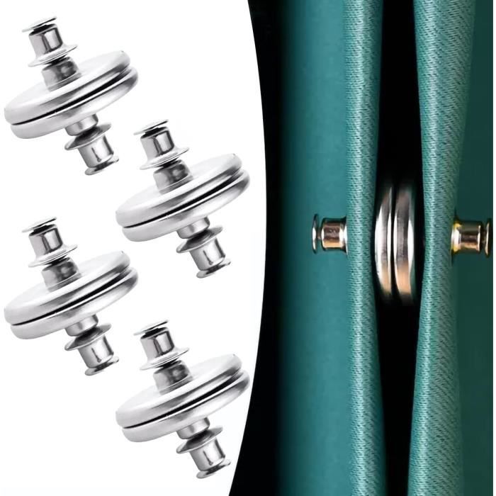 MUYAPAY Lot De 12 Paires Aimants Puissants Pour Rideaux - Fermeture Magnétique Ronde Élégante