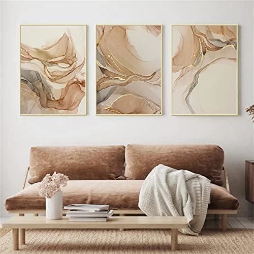 Lot De 3 Posters Sur Toile Motifs Géométriques Abstraits - Format 60 X 90 Cm Chacun - Décoration Murale Moderne Sans Cadre