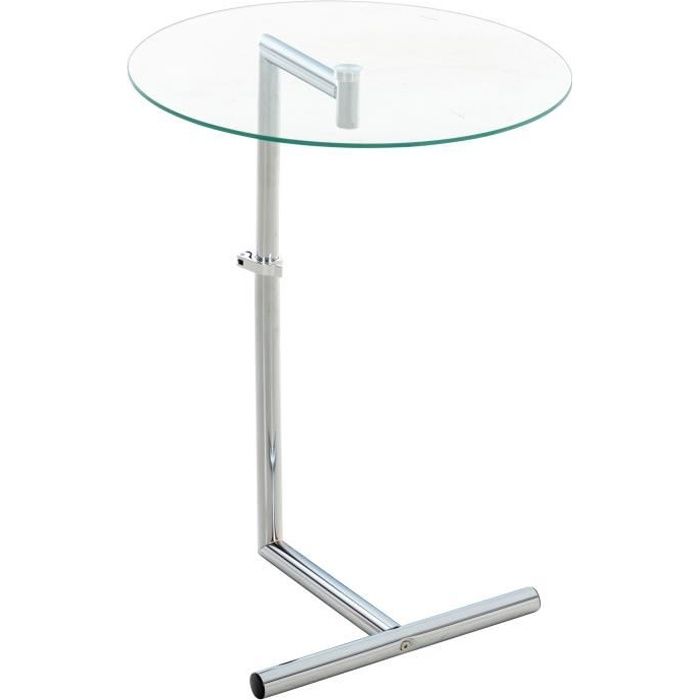 table d'appoint - clp - safi - plateau en verre - hauteur réglable