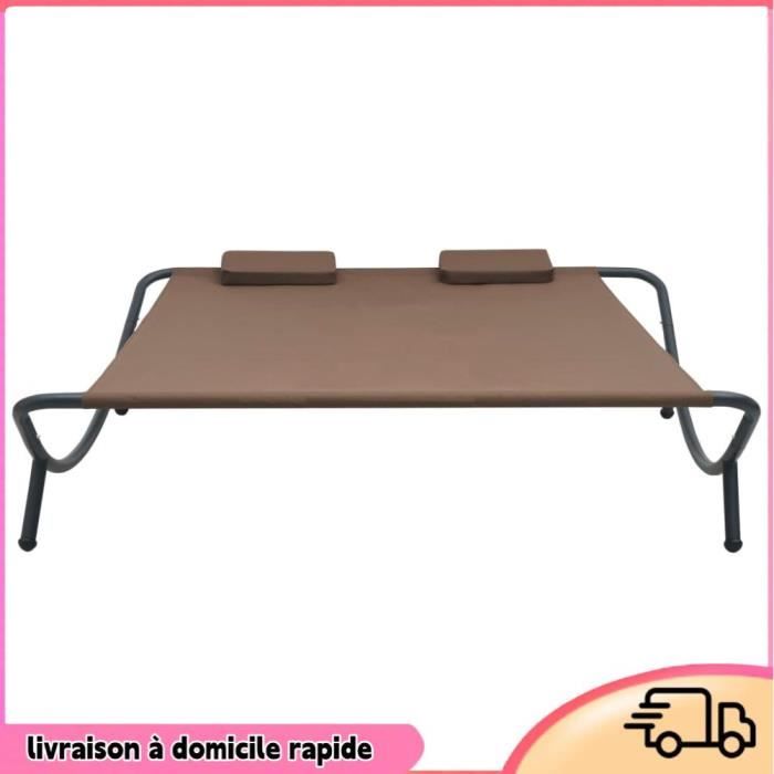 Cocosity Chaise longue dextérieur Tissu Marron - 7894202873974