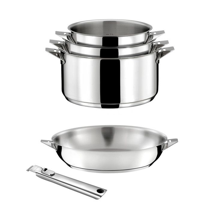 Eclipse - Lot 5 pièces - Casseroles 16 18 et 20cm Poêle 24cm inox et poignée