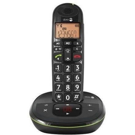 DORO Téléphone sans fil PhoneEasy 105wr - Système de répondeur avec ID d'appelant - DECTGAP - Noir