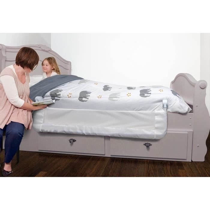 Barrière de lit extra-large pliable et portable Dreambaby Nicole - 150 x 50 cm - Blanche
