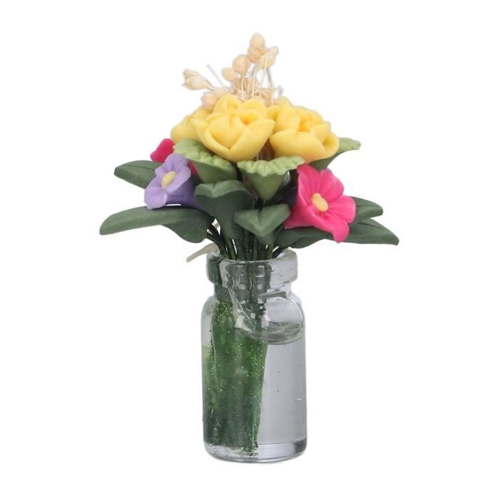 1/12 Miniature bouquet dans Glasvase Poupées Maison Chambre Décoration Accs