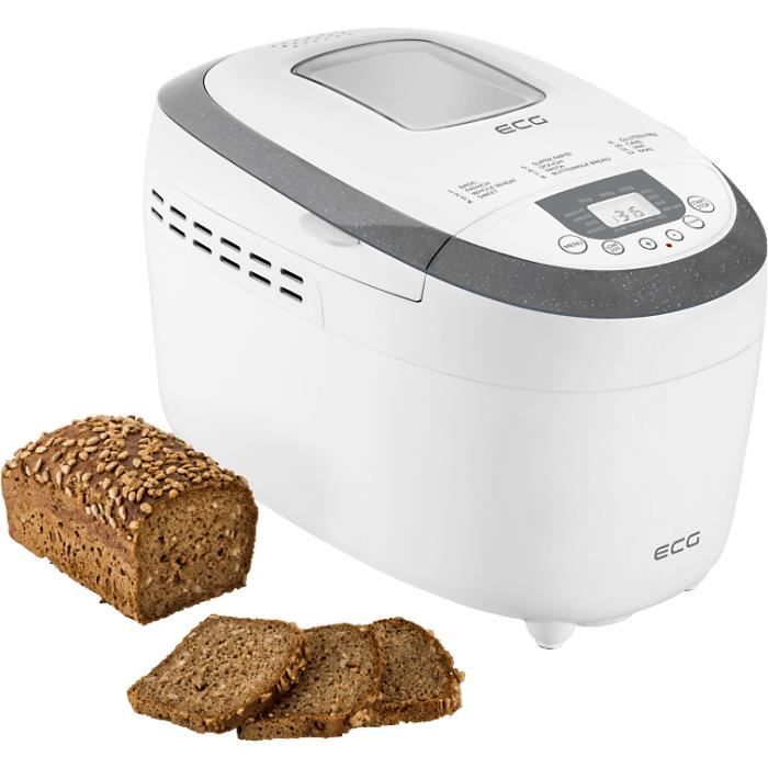 Machine à pain - ECG - PCB 82120 - Plastique blanc - 12 programmes - 750g à 1250g