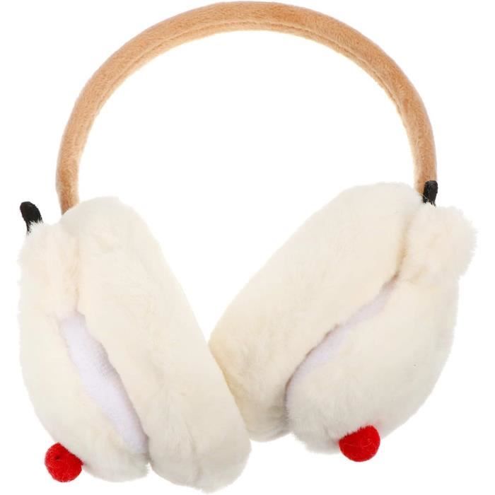 Cache-oreilles Hiver Femme - Peluche Douce Réglable - Noir - Protection Vent