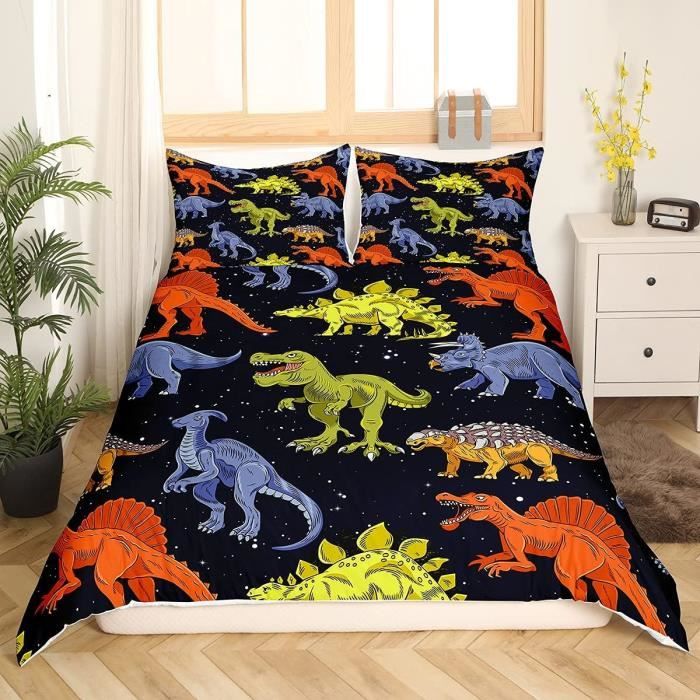 Parure De Lit Dinosaure Avec Drap-housse Pour Enfants, Garçons, Filles, Animaux De Safari, Dessin Animé, Poche Profonde Et 2 Taies D'oreiller - Bleu Sarcelle, Turquoise, Jaune