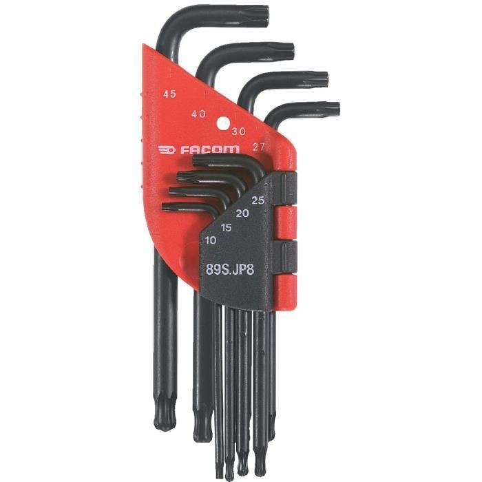 Jeu de 8 clés mâles Facom Tamper Torx-Torx à tête sphérique