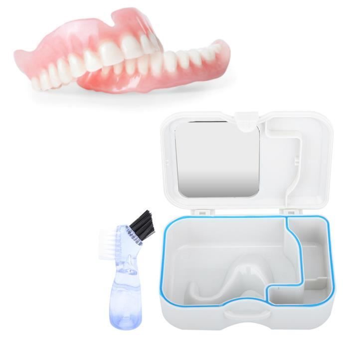 Zikenis Boîte de Dentier avec Passoire,Etui pour Dentier avec Couvercle