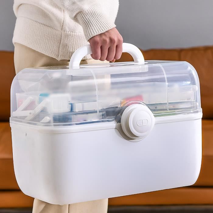 boîte de rangement pour médicaments ménagers armoire à pharmacie de grande capacité multicouche en meuble boite blanc (grand)