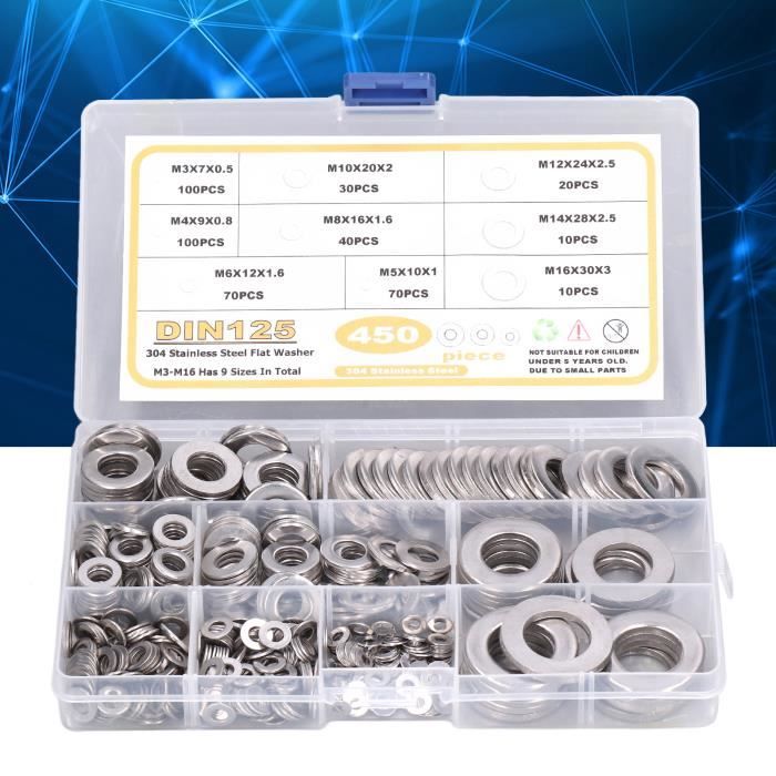 100 Rondelles Plates M3 X 8mm X 0,6mm En Acier Inoxydable 304 - Pour Bricolage, Réparations, Assemblage