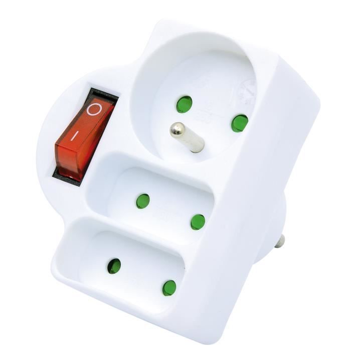 Triplite Multiprise 1x16A 2x6A Interrupteur Terre Protection Enfant 3500W 230 V