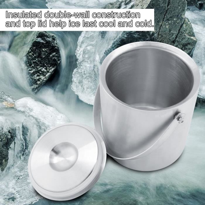Seau à Glace Houdini W4710T - Double Paroi Inox - Avec Pinces - Garantie 5 Ans