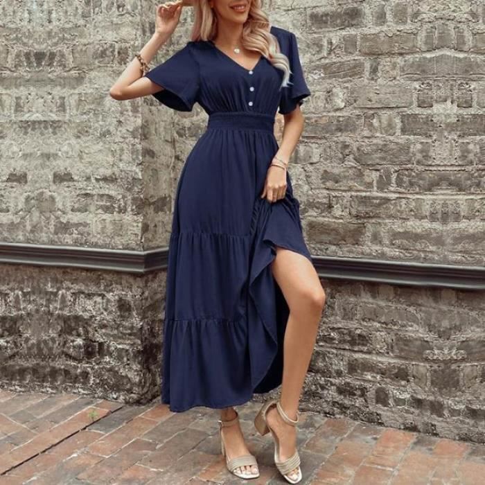 Robe en velours côtelé avec patte de boutonnage pour femmes