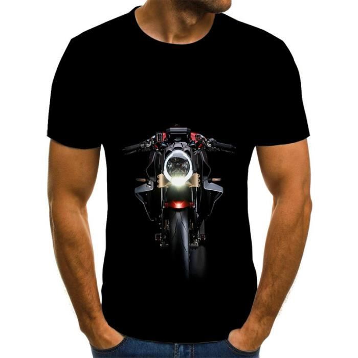 T-shirt moto,De course Cool graphiques T-shirt moto 3D Tee-Shirt homme  imprimé d'été hauts à la mode punk T-shirt homme grande tail E_356 -  Cdiscount Prêt-à-Porter
