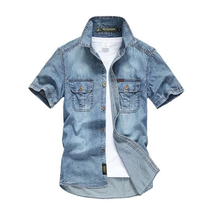Chemise Homme En Coton-lin - Coupe Régulière, Style Chinois, Col Rond, Manches Courtes, Légère Et Respirante
