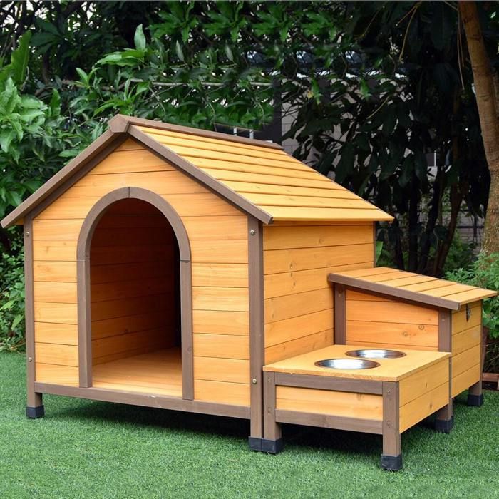 Niche Pour Chien Harrier Avec Gamelles Et Coffre Toit Bois Taille 