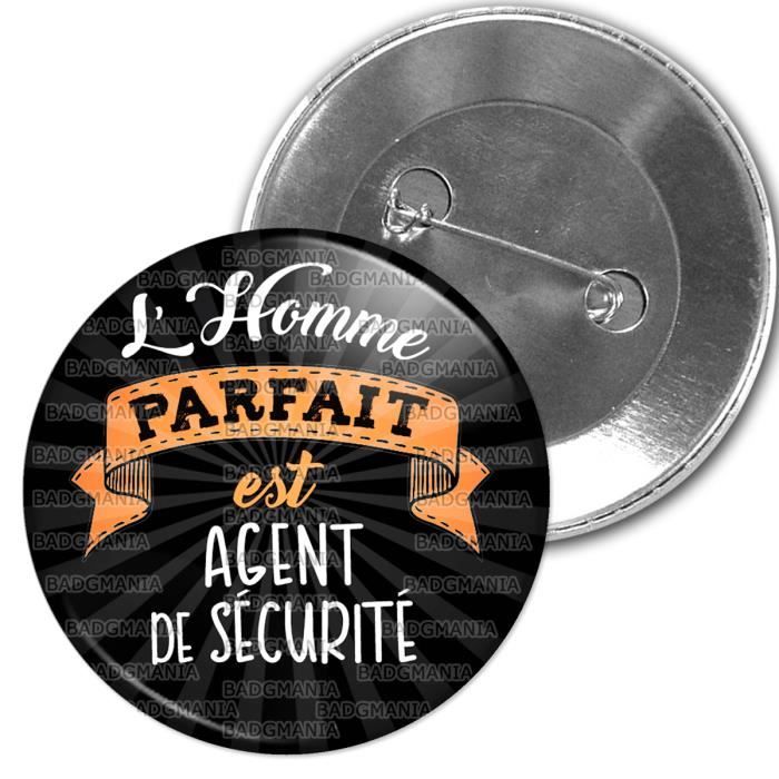 Pin's Pins Badge L'Homme Parfait est AGENT DE SECURITE Humour Métier 