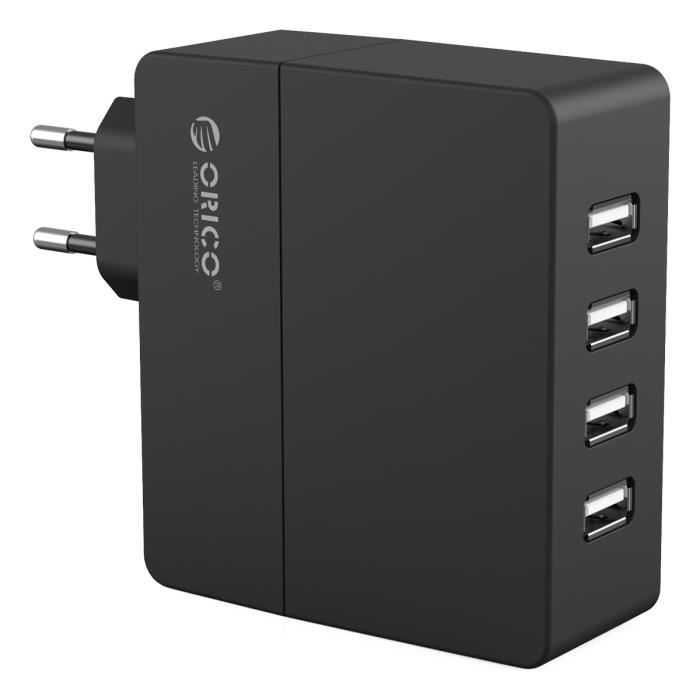 ORICO Chargeur USB, 34W, 4 ports, mural, rapide, pour iPhone iPad Samsung Galaxy Moto HTC LG