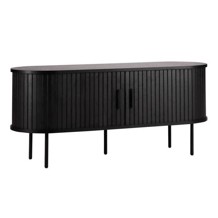 Meuble TV en mélaminé et acier 120 cm noir Marius - Oviala Meuble TV en mélaminé et acier 120 cm noir Marius - Oviala