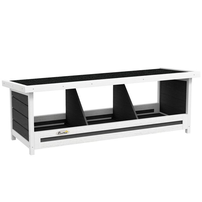 Comparer les prix de Pondoir pour poules 3 emplacements nichoir en bois avec fond et toit gris blanc noir