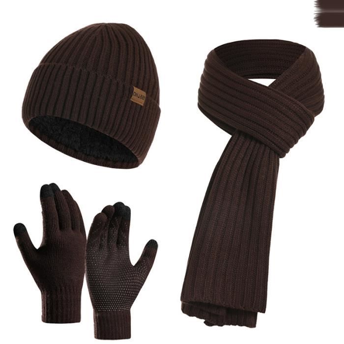 3pcs Ensemble Bonnet écharpe gants femmes hommes chaud en tricot en hiver  épais - Noir - Cdiscount Prêt-à-Porter