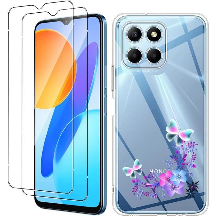KUSINHOKA Coque Pour Honor 70 Lite/Honor X8 5G/Honor X6 [3 Pièces] Verre Trempé, Souple Silicone [Antichoc] Étui De Protection, Anti-Rayures TPU Case Housse - Noir