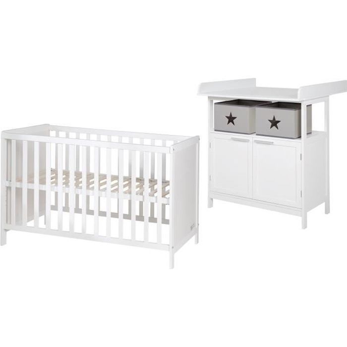 ROBA Chambre Bébé Duo Hamburg - Lit Cododo 60x120 cm + Commode à Langer 2 Portes ROBA Chambre Bébé Duo Hamburg - Lit Cododo 60x120 cm + Commode à Langer 2 Portes