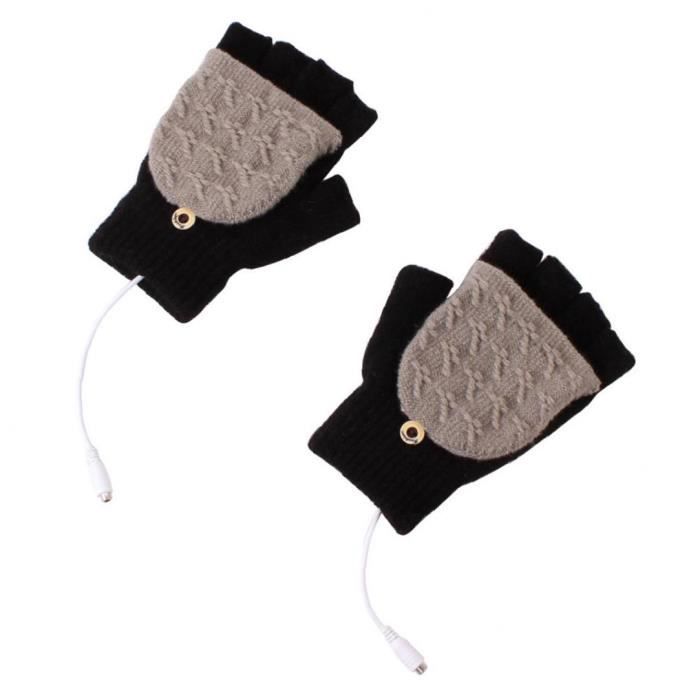 Gants chauffants Hiver Électrique USB Chauffage à demi-doigts Turaux chauds de gants d'ordinateur portable chaude mitaines