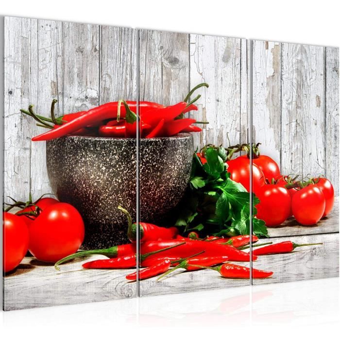 Runa art Tableau Décoration Murale Cuisine Légumes 120x80 cm - 3 Panneaux  Deco Toile Prêt à Accrocher 005831b - Cdiscount Maison