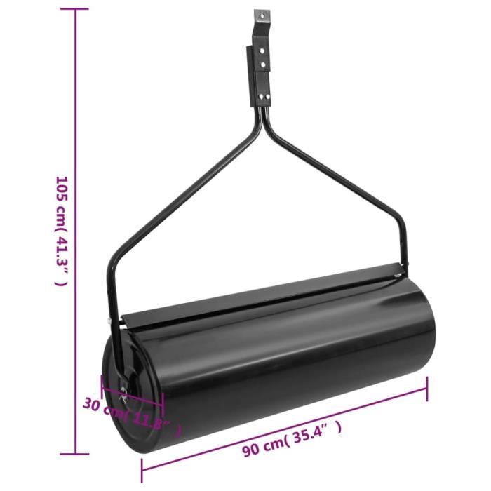 Rouleau à gazon de jardin noir 63 L fer - SALALIS - SP0051
