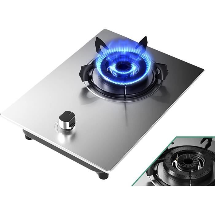 Cuisinière à Gaz Encastrable 5 Feux - Acier Inox, Allumage Batterie, Gaz Naturel, 77x51x7cm - Pour Maison Ou Restaurant - 5