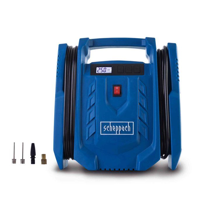 Compresseur portatif SCHEPPACH - AIRFORCE 7 SC - 100 W - 8 bars - 24L/min - 2 aiguilles + 2 adaptateurs