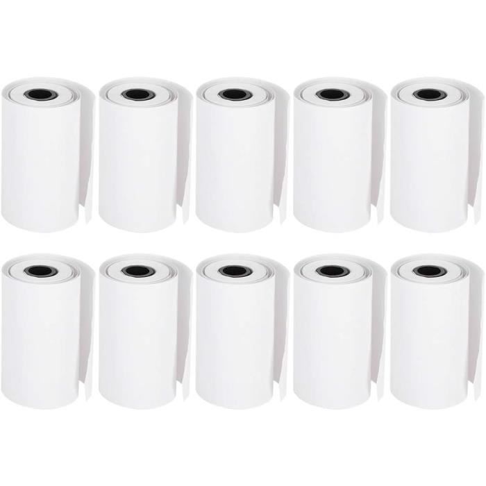 10 Rouleaux de papier thermique, noir sur blanc, papier d