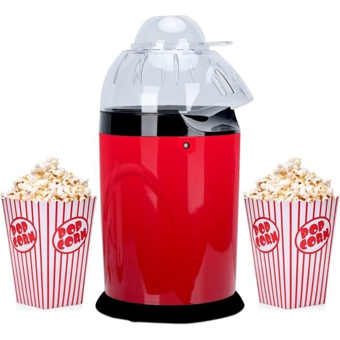 Machine à Popcorn électrique 1200W – Sans Huile – Prêt En 3 Min – Style Rétro – Cuillère Incluse – Blanc