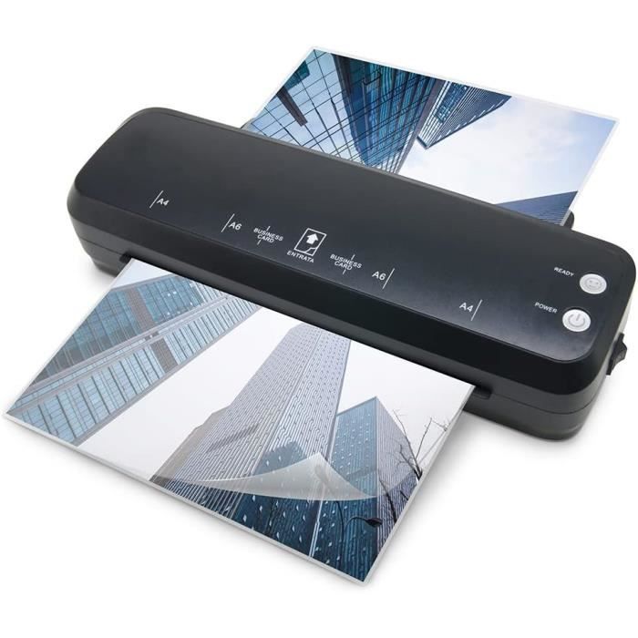 Plastifieuse Tout Format A3 A4 A5 A6 - Avec Massicot, Perforatrice, Anneaux - Mode Chaud/froid - 30 Feuilles Incluses